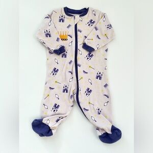 Tuffy Purple and Yellow Footies One Piece with Castle Crown Design